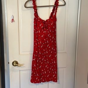 Red floral dress